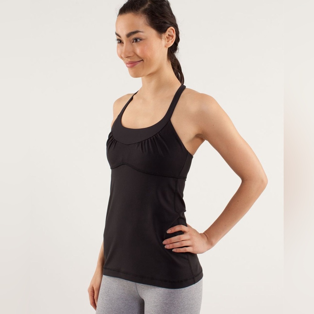 Women’s Lululemon Scoop Me Up Tank Black Athletic Workout Yoga Top 10 Shelf Bra